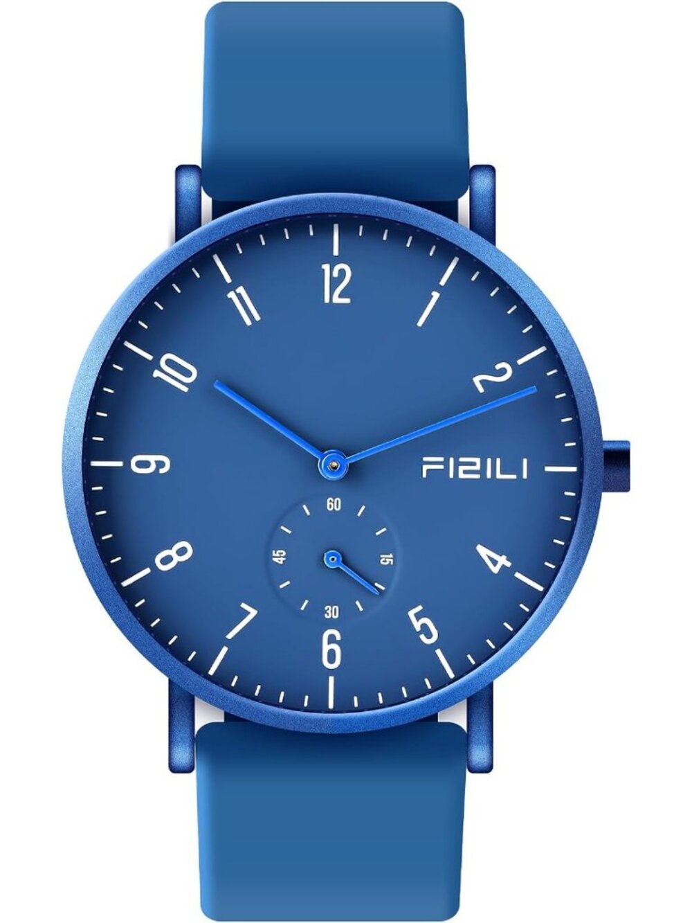 Unisex Blue Ultra-Thin Minimalist Waterproof Fashion Silicone Band Wrist Watch